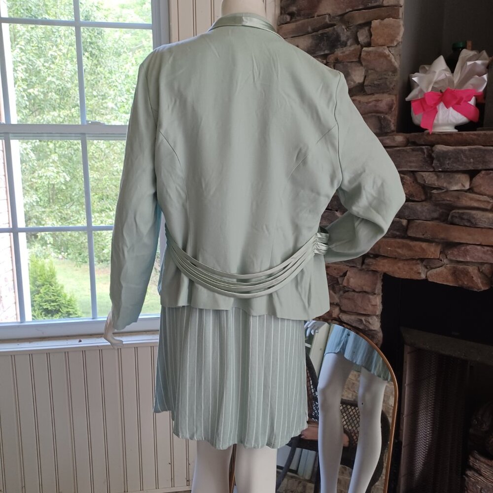 Vintage Satin Bandage Mint Green Floral Blazer Jacket